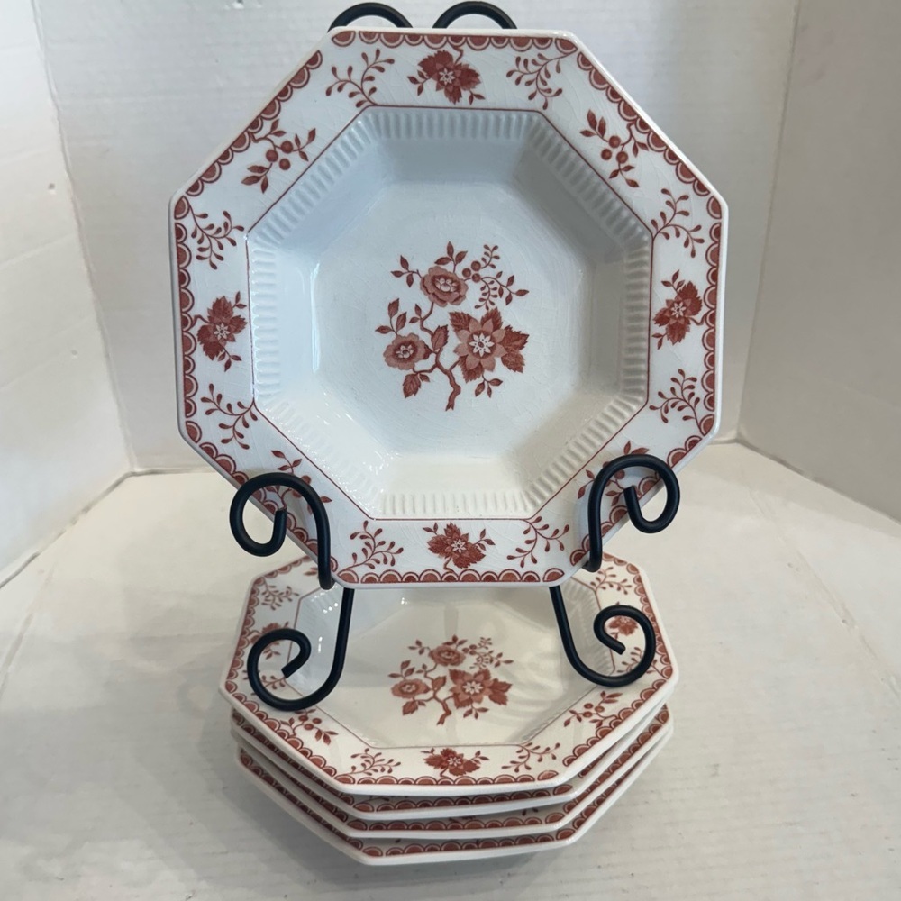 Set of 5 Independence Ironstone Hexagon Bittersweet Soup Bowl 8" Retired